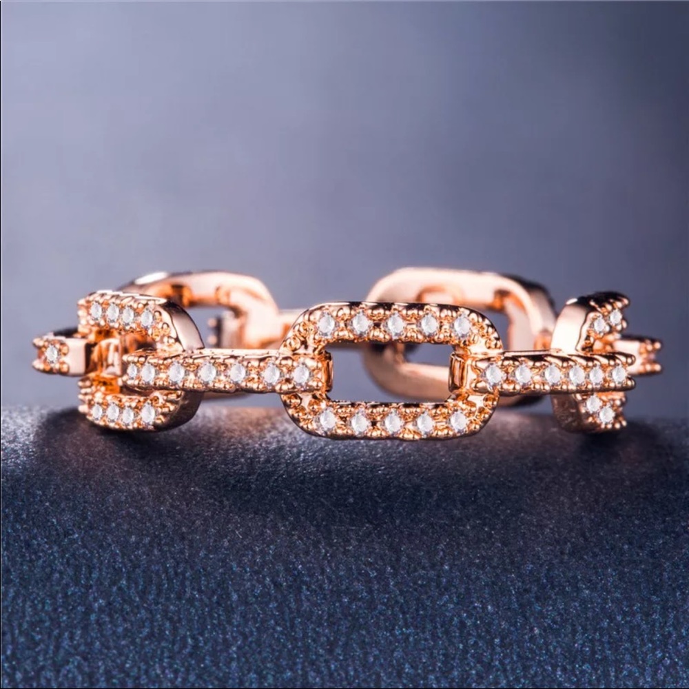 New Rose Gold Plated Diamond Women’s Ring - Picture 3 of 4